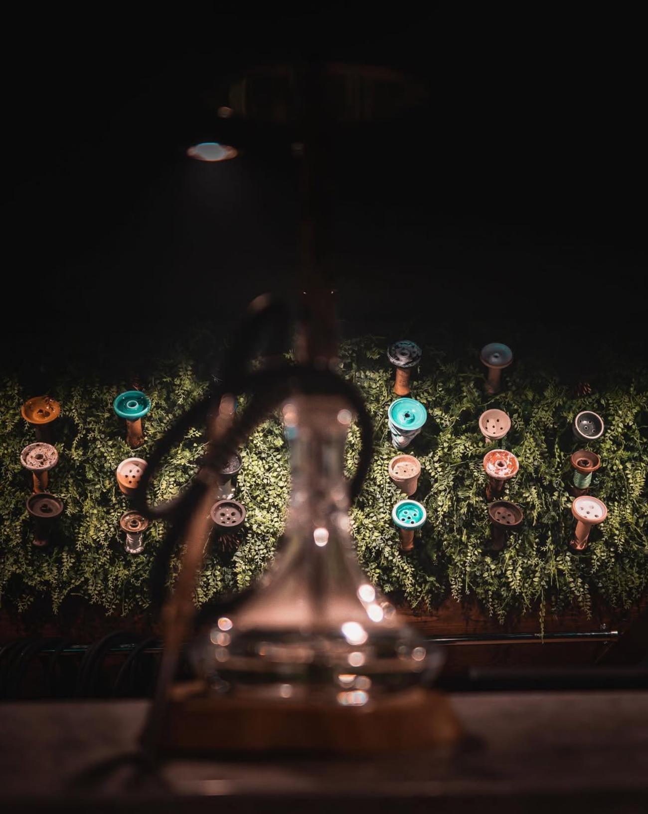 Wall of hookah bowls